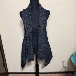 Canadian Graffiti Whimsy Gray Knit Vest Cardigan Sweater